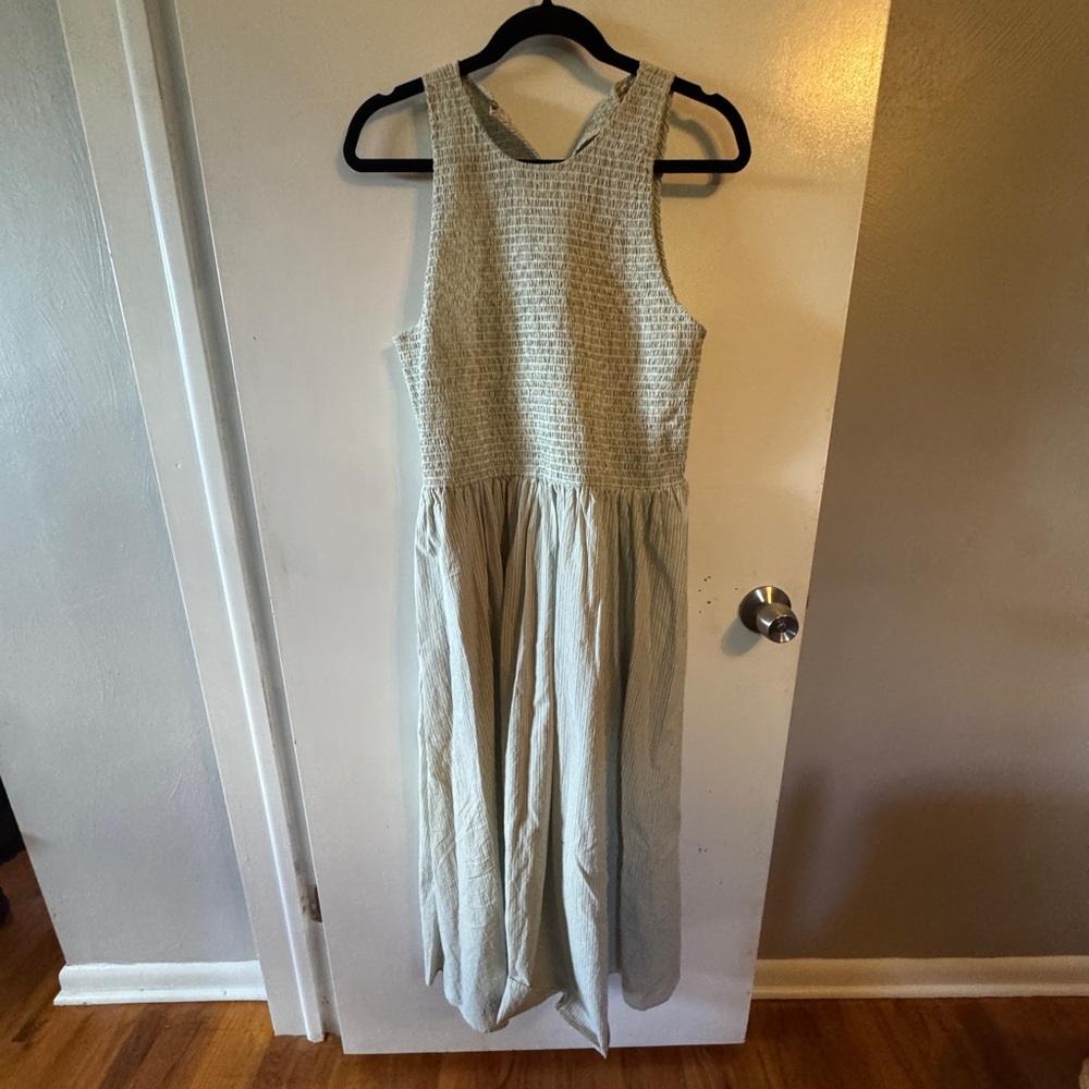 Madewell Textured Sleeveless Cream Maxi Dress